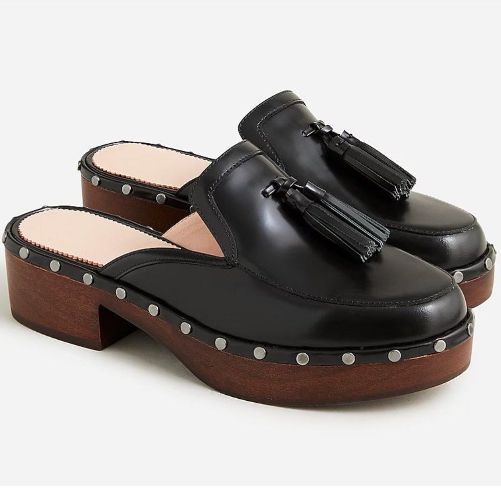 J Crew Dakota clogs in Black leather